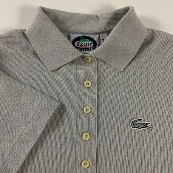 Vintage 80s Izod Lacoste Polo Shirt Womens Size 36 Gray Grey Mesh Golf - Picture 1 of 8
